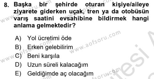 Sosyal Davranış ve Protokol Dersi 2023 - 2024 Yılı (Final) Dönem Sonu Sınavı 8. Soru