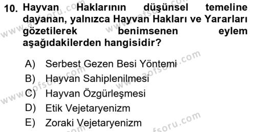 Çevre Sosyolojisi Dersi 2020 - 2021 Yılı Yaz Okulu Sınavı 10. Soru