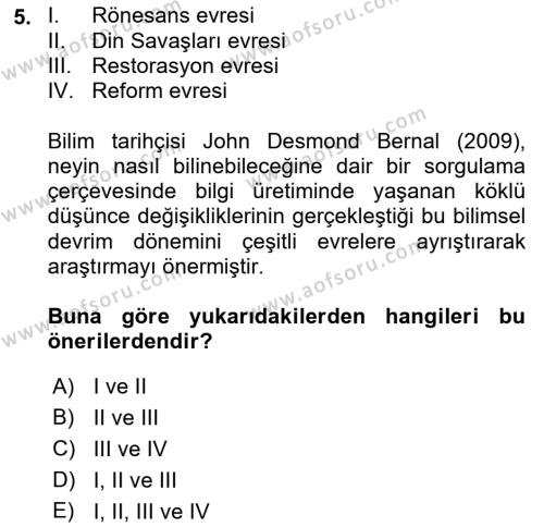 Çevre Sosyolojisi Dersi 2021 - 2022 Yılı Yaz Okulu Sınavı 5. Soru