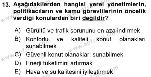 Çevre Sosyolojisi Dersi 2022 - 2023 Yılı (Vize) Ara Sınavı 13. Soru