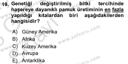 Çevre Sosyolojisi Dersi 2022 - 2023 Yılı (Vize) Ara Sınavı 19. Soru