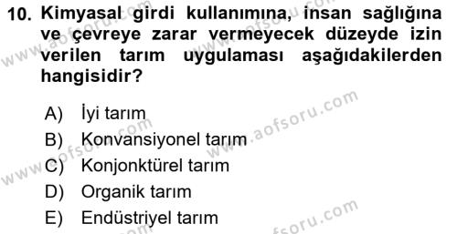 Çevre Sosyolojisi Dersi 2022 - 2023 Yılı Yaz Okulu Sınavı 10. Soru