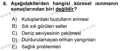 Çevre Sosyolojisi Dersi 2022 - 2023 Yılı Yaz Okulu Sınavı 8. Soru