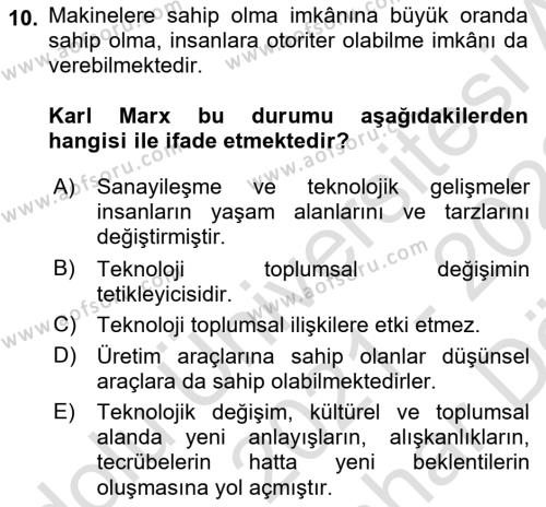 Sosyal Medya Sosyolojisi Dersi 2021 - 2022 Yılı (Vize) Ara Sınavı 10. Soru