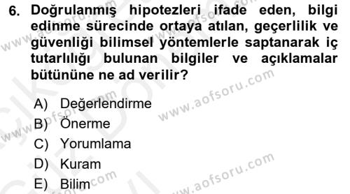 Çalışma Sosyolojisi Dersi 2018 - 2019 Yılı (Vize) Ara Sınavı 6. Soru