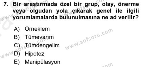 Çalışma Sosyolojisi Dersi 2018 - 2019 Yılı (Vize) Ara Sınavı 7. Soru