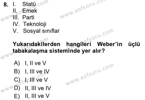 Çalışma Sosyolojisi Dersi 2018 - 2019 Yılı (Vize) Ara Sınavı 8. Soru