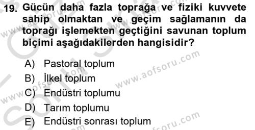 Çalışma Sosyolojisi Dersi 2021 - 2022 Yılı (Final) Dönem Sonu Sınavı 19. Soru