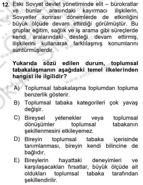 Çalışma Sosyolojisi Dersi 2021 - 2022 Yılı Yaz Okulu Sınavı 12. Soru