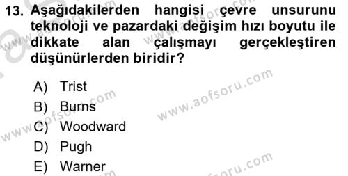 Çalışma Sosyolojisi Dersi 2022 - 2023 Yılı (Vize) Ara Sınavı 13. Soru