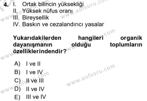 Çalışma Sosyolojisi Dersi 2022 - 2023 Yılı (Vize) Ara Sınavı 4. Soru