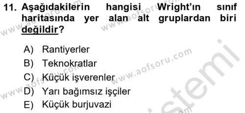 Çalışma Sosyolojisi Dersi 2022 - 2023 Yılı (Final) Dönem Sonu Sınavı 11. Soru