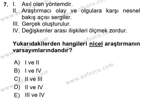Çalışma Sosyolojisi Dersi 2023 - 2024 Yılı (Vize) Ara Sınavı 7. Soru