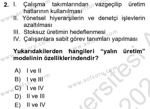 Çalışma Sosyolojisi Dersi 2023 - 2024 Yılı (Final) Dönem Sonu Sınavı 2. Soru