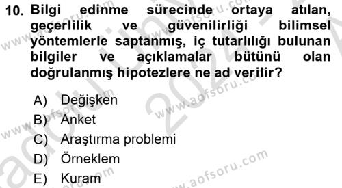 Çalışma Sosyolojisi Dersi 2024 - 2025 Yılı (Vize) Ara Sınavı 10. Soru