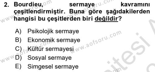 Tüketim Sosyolojisi Dersi 2020 - 2021 Yılı Yaz Okulu Sınavı 2. Soru