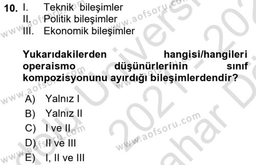 Tüketim Sosyolojisi Dersi 2021 - 2022 Yılı (Vize) Ara Sınavı 10. Soru