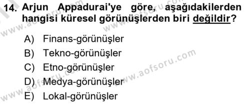 Tüketim Sosyolojisi Dersi 2021 - 2022 Yılı (Vize) Ara Sınavı 14. Soru