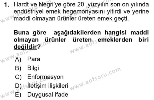 Tüketim Sosyolojisi Dersi 2021 - 2022 Yılı (Final) Dönem Sonu Sınavı 1. Soru