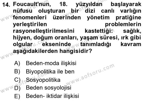 Tüketim Sosyolojisi Dersi 2022 - 2023 Yılı Yaz Okulu Sınavı 14. Soru