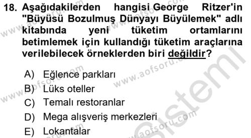 Tüketim Sosyolojisi Dersi 2022 - 2023 Yılı Yaz Okulu Sınavı 18. Soru