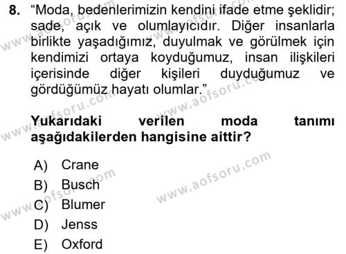 Tüketim Sosyolojisi Dersi 2023 - 2024 Yılı (Final) Dönem Sonu Sınavı 8. Soru