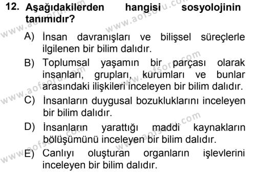 Spor Bilimlerine Giriş Dersi 2013 - 2014 Yılı (Vize) Ara Sınavı 12. Soru