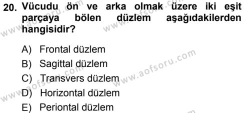 Spor Bilimlerine Giriş Dersi 2013 - 2014 Yılı (Vize) Ara Sınavı 20. Soru
