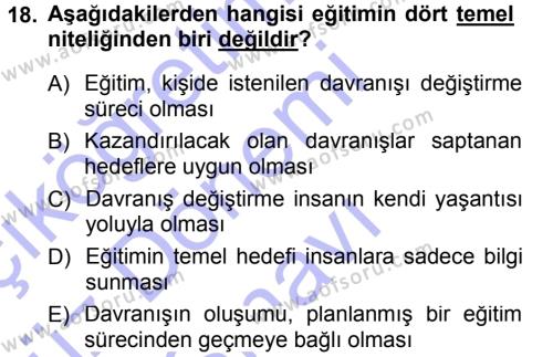 Spor Bilimlerine Giriş Dersi 2013 - 2014 Yılı (Final) Dönem Sonu Sınavı 18. Soru