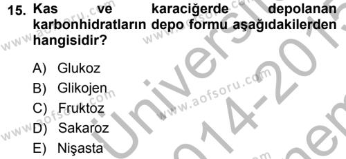 Spor Bilimlerine Giriş Dersi 2014 - 2015 Yılı (Final) Dönem Sonu Sınavı 15. Soru