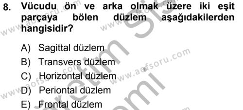 Spor Bilimlerine Giriş Dersi 2014 - 2015 Yılı (Final) Dönem Sonu Sınavı 8. Soru