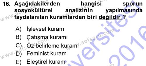 Spor Bilimlerine Giriş Dersi 2015 - 2016 Yılı (Vize) Ara Sınavı 16. Soru