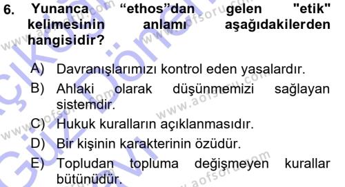 Spor Bilimlerine Giriş Dersi 2015 - 2016 Yılı (Vize) Ara Sınavı 6. Soru