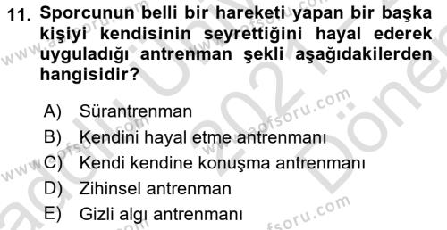 Spor Bilimlerine Giriş Dersi 2021 - 2022 Yılı (Final) Dönem Sonu Sınavı 11. Soru