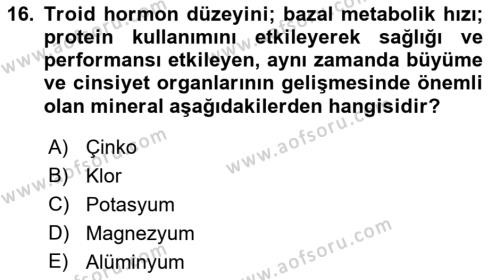 Spor Bilimlerine Giriş Dersi 2021 - 2022 Yılı (Final) Dönem Sonu Sınavı 16. Soru