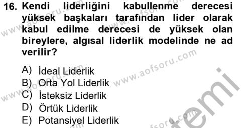 Spor Yönetimi Dersi 2012 - 2013 Yılı (Vize) Ara Sınavı 16. Soru