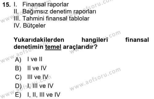 Spor Yönetimi Dersi 2024 - 2025 Yılı (Vize) Ara Sınavı 15. Soru