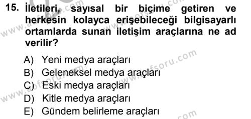 Spor ve Medya İlişkisi Dersi 2012 - 2013 Yılı (Vize) Ara Sınavı 15. Soru