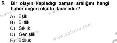 Spor ve Medya İlişkisi Dersi 2012 - 2013 Yılı (Vize) Ara Sınavı 6. Soru