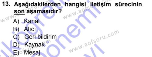 Spor ve Medya İlişkisi Dersi 2012 - 2013 Yılı (Final) Dönem Sonu Sınavı 13. Soru