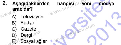 Spor ve Medya İlişkisi Dersi 2012 - 2013 Yılı (Final) Dönem Sonu Sınavı 2. Soru