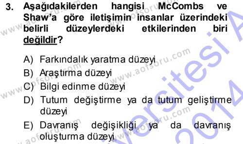 Spor ve Medya İlişkisi Dersi 2013 - 2014 Yılı (Vize) Ara Sınavı 3. Soru