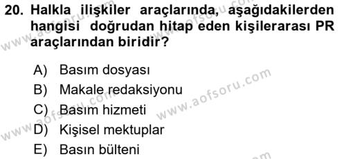 Spor ve Medya İlişkisi Dersi 2023 - 2024 Yılı (Vize) Ara Sınavı 20. Soru