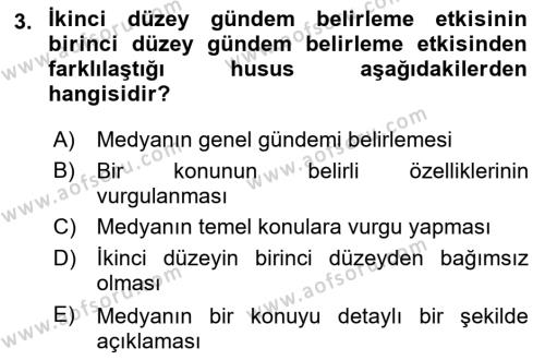 Spor ve Medya İlişkisi Dersi 2023 - 2024 Yılı (Vize) Ara Sınavı 3. Soru