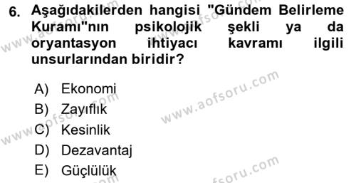 Spor ve Medya İlişkisi Dersi 2023 - 2024 Yılı (Vize) Ara Sınavı 6. Soru