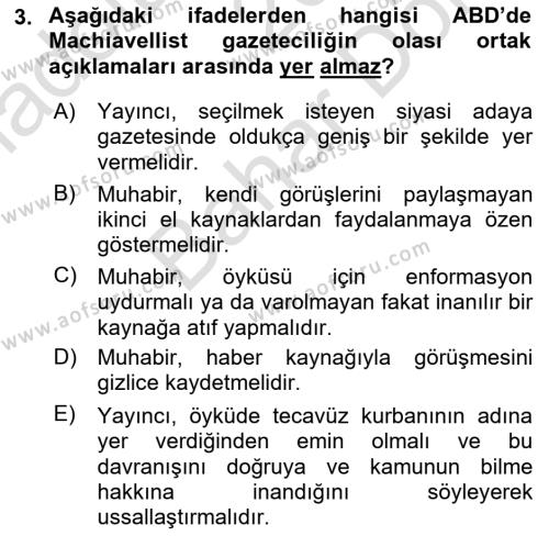 Spor ve Medya İlişkisi Dersi 2023 - 2024 Yılı (Final) Dönem Sonu Sınavı 3. Soru