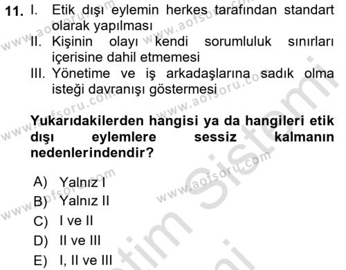 Sporda Liderlik Dersi 2022 - 2023 Yılı (Vize) Ara Sınavı 11. Soru