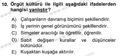 Sporda Liderlik Dersi 2024 - 2025 Yılı (Vize) Ara Sınavı 10. Soru