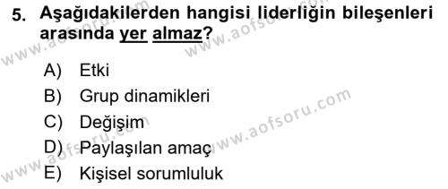 Sporda Liderlik Dersi 2024 - 2025 Yılı (Vize) Ara Sınavı 5. Soru