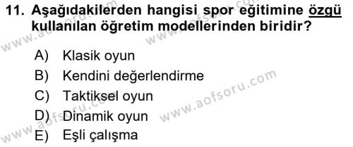 Spor Eğitimi Dersi 2022 - 2023 Yılı (Vize) Ara Sınavı 11. Soru